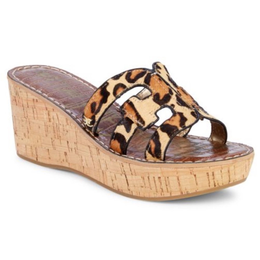 Sam Edelman Regis‎ Leopard-Print Calf Hair Wedge Sandals